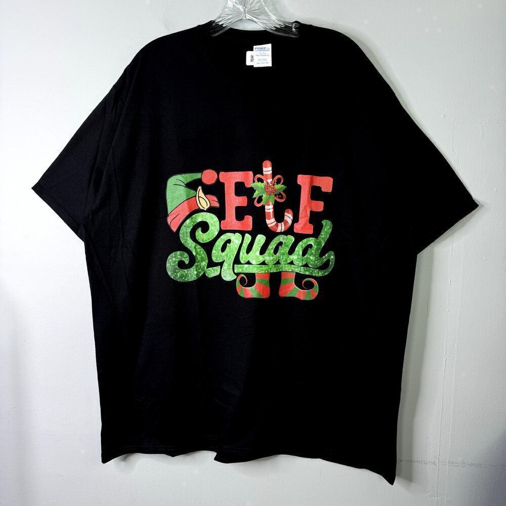 NWT Elf Squad Christmas Funny Holiday Short Sleeve Black T-Shirt Men's Size 2XL